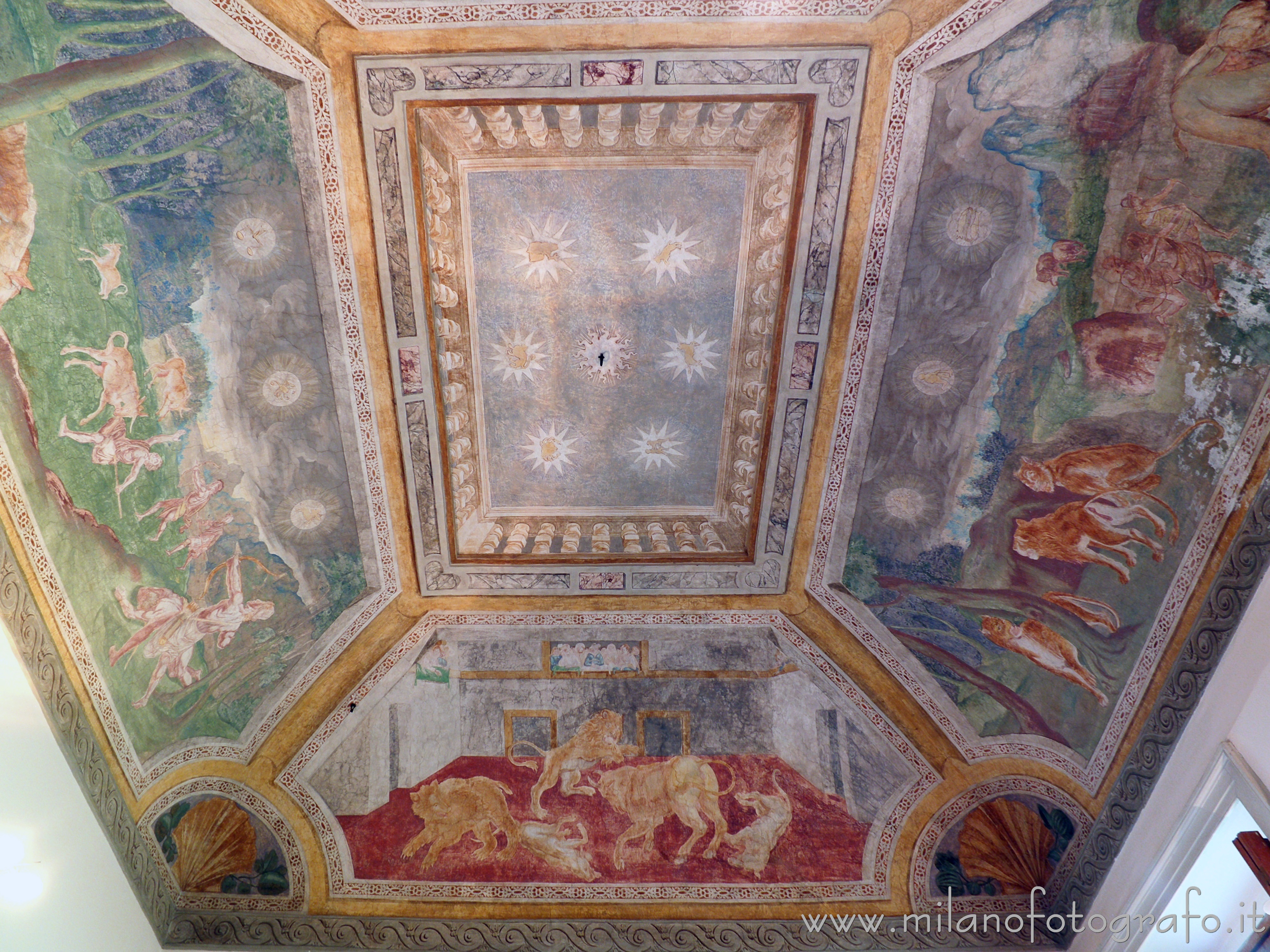 Cavenago di Brianza (Monza e Brianza, Italy) - Vault of the Zodiac Hall in Palace Rasini